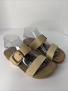 Aertrex Daisy Beige Buckle Strap Women's Slide Sandal